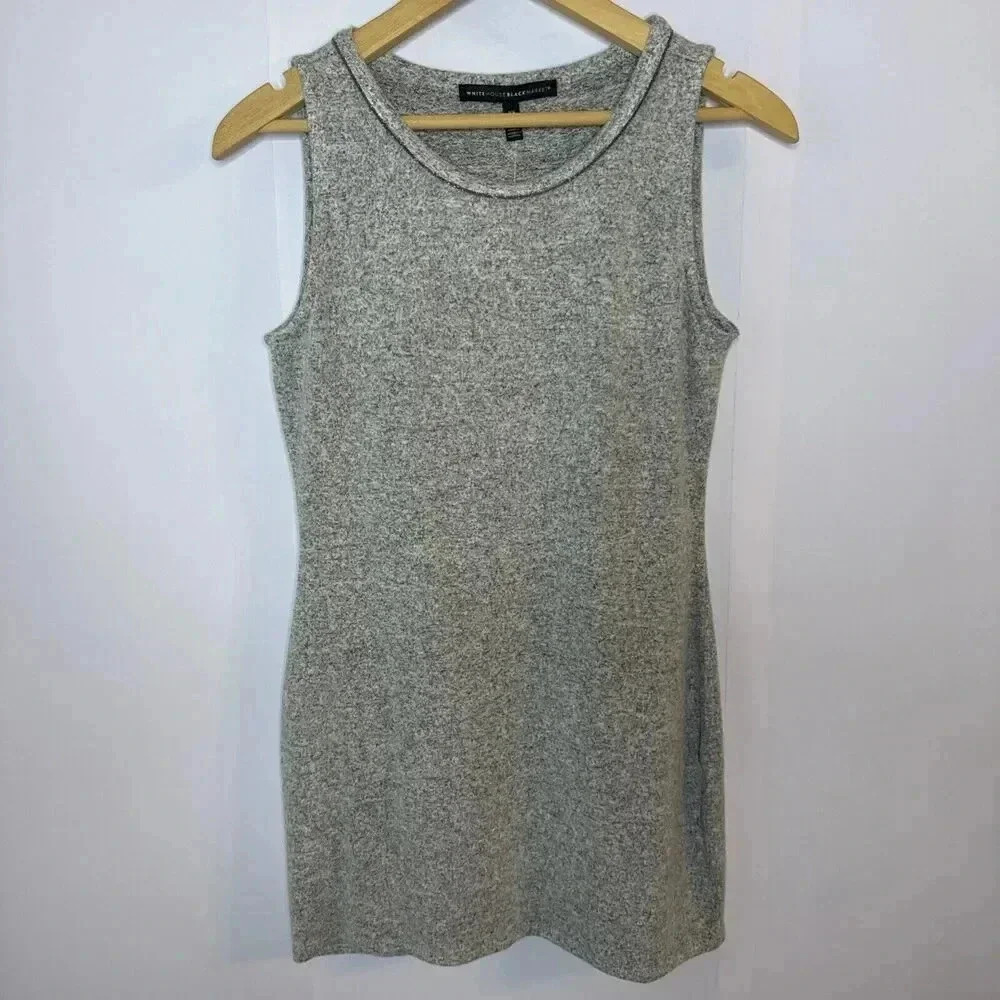White House Black Market Womens Gray XS Knit Tunic Tank Top Classic Soft‎ Casual